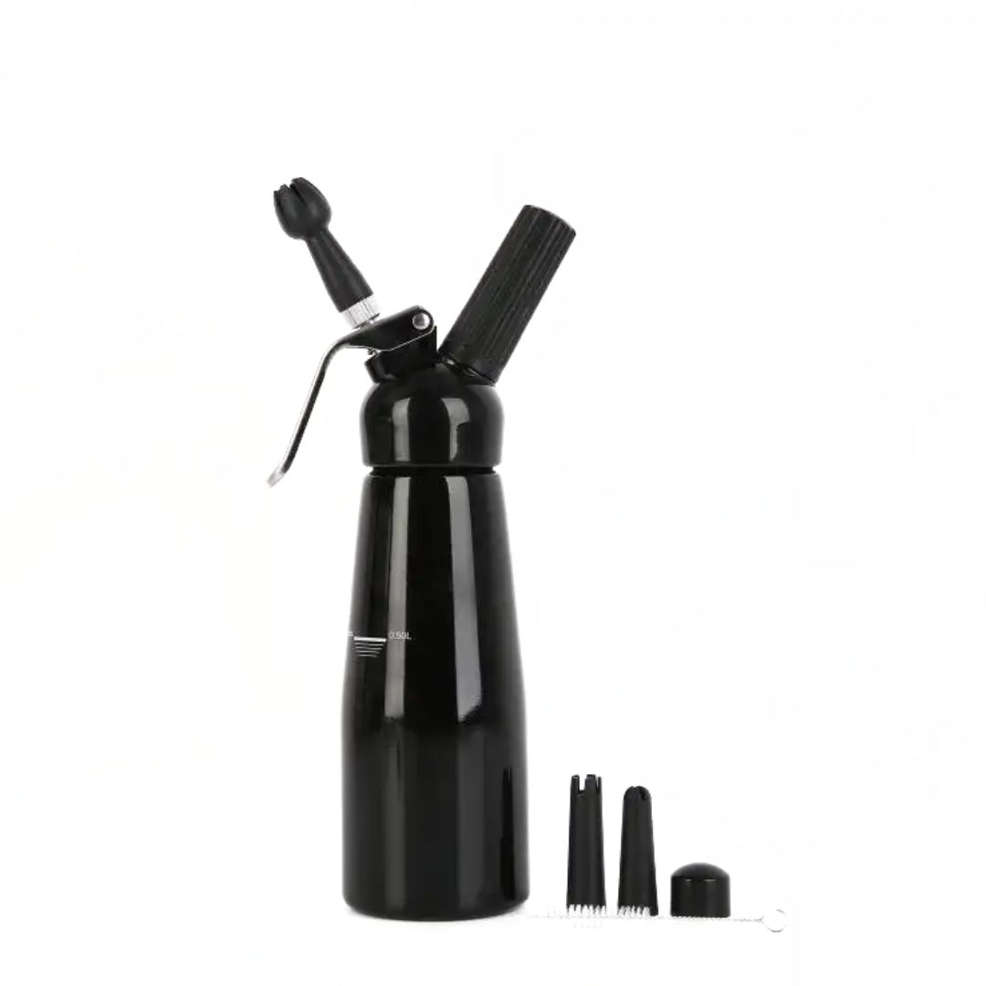 ขวดทำวิปครีม 500 ml กระบอกสีดำ หัวดำ CREAM WHIPPER รหัส 1170