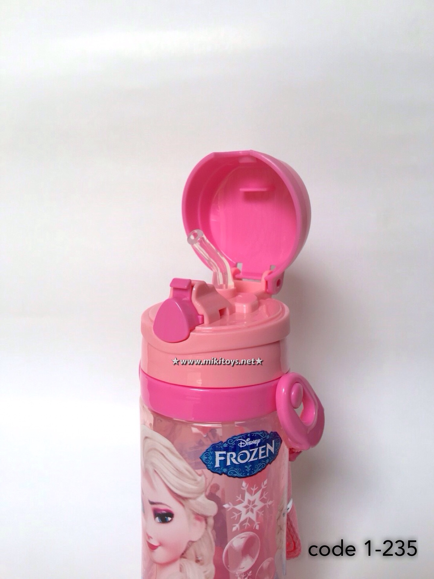 กระติกน้ำ Frozen โฟรเซน สีชมพู รุ่นฝาเด้ง ปุ่มกดสามเหลี่ยม