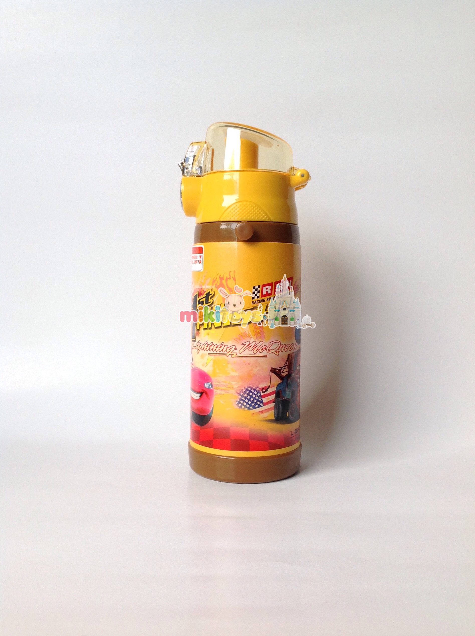 กระติกน้ำเก็บความเย็น รุ่นยกดื่ม คาร์ แมคควีน สีเหลือง Disney YELLOW Cars McQueen (1st to the finish) ระบบตัวล็อค2ชั้น