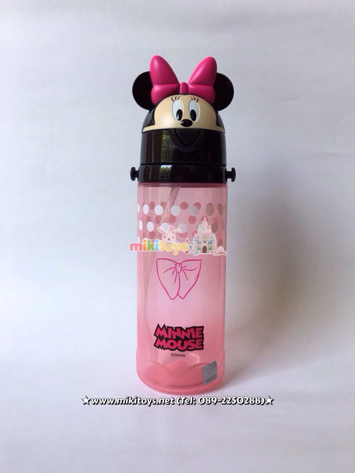 3D ~ กระติกน้ำสำหรับเด็ก Minnie Mouse 3D มินนี่เมาส์ โบว์ใหญ่บิ๊กเบิ้ม น่ารักมว๊ากๆๆกดปุ่มฝาเด้ง หลอดซิลิโคนในตัว