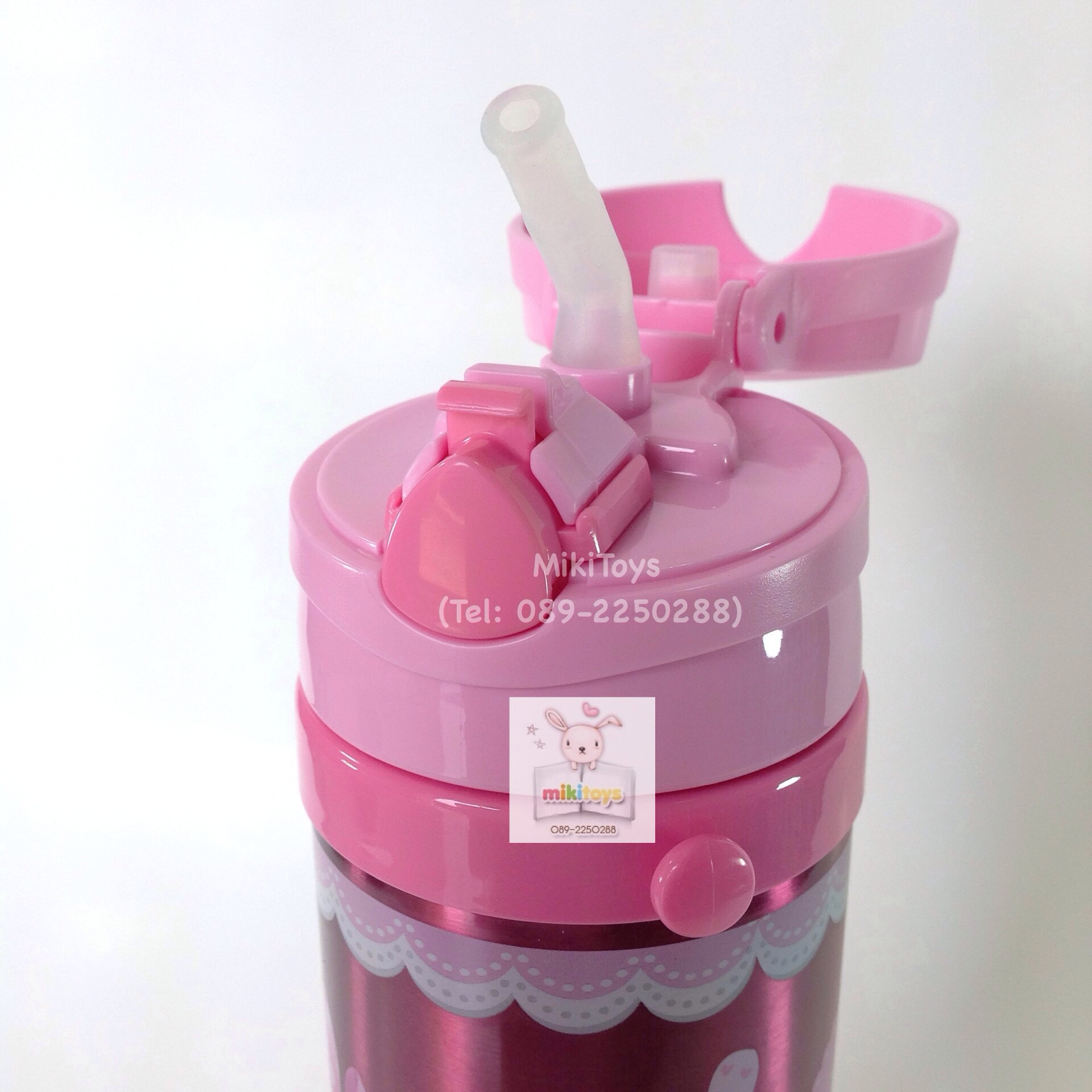 ✅กระติกน้ำมินนี่เมาส์ Minnie Mouse Bow-Tiqueใบใหญ่ 450ml. รุ่นกดแล้วฝาเด้ง เก็บอุณหภูมิ