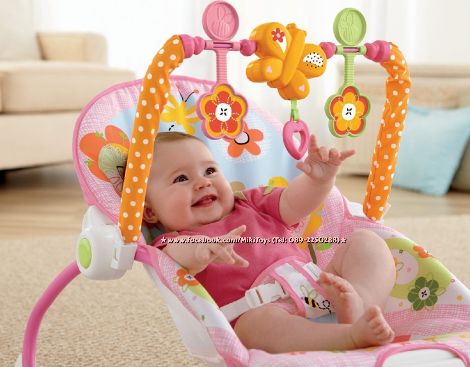 เปลโยก/เก้าอี้โยก fisher-price infant-to-toddler rocker bunny ลายดอกไม้ สวยหวาน น่ารักที่สุดจ้า