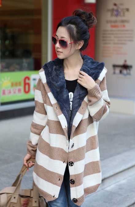 PreOrder - เสื้อกันหนาวแฟชั่นเกาหลี ฟรีไซส์ ชั้่นนอกเป็นไหมพรมถัก ข้างในเป็นผ้ากำมะหยี่ สี : แดง / น้ำเงิน / เขียว / กากี