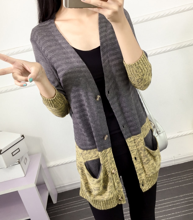 PreOrderคนอ้วน - เสื้อไหมพรมกันหนาวไซส์ใหญ่ ไม่หนา สีเทาเหลือง