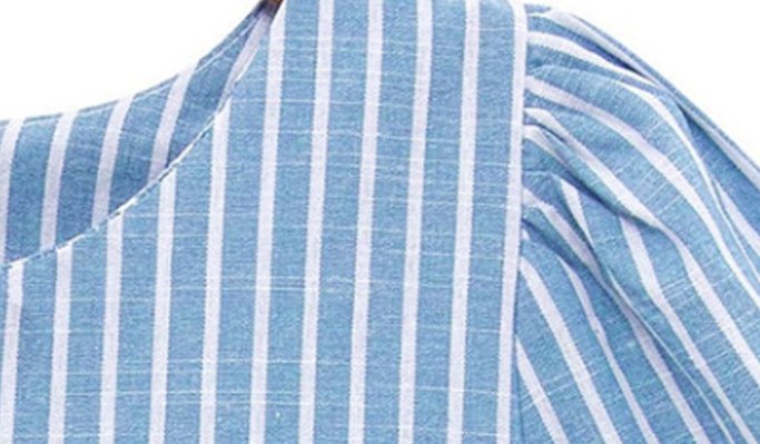 ##พร้อมส่ง## เสื้อแฟชั่นคนอ้วน ไซส์ใหญ่ เสื้อเชิ้ตแต่งลายยาว ผ้าฝ้ายโพลิเอสเตอร์ แขนสั้น สีน้ำเงิน