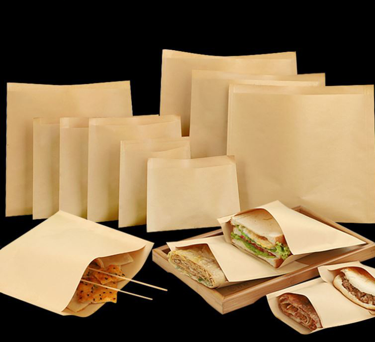 ซองกระดาษเคลือบกันน้ำ-น้ำมัน Food Grade สำหรับใส่อาหารทอด-อบ-ย่าง แพ็ค 100 ชิ้น