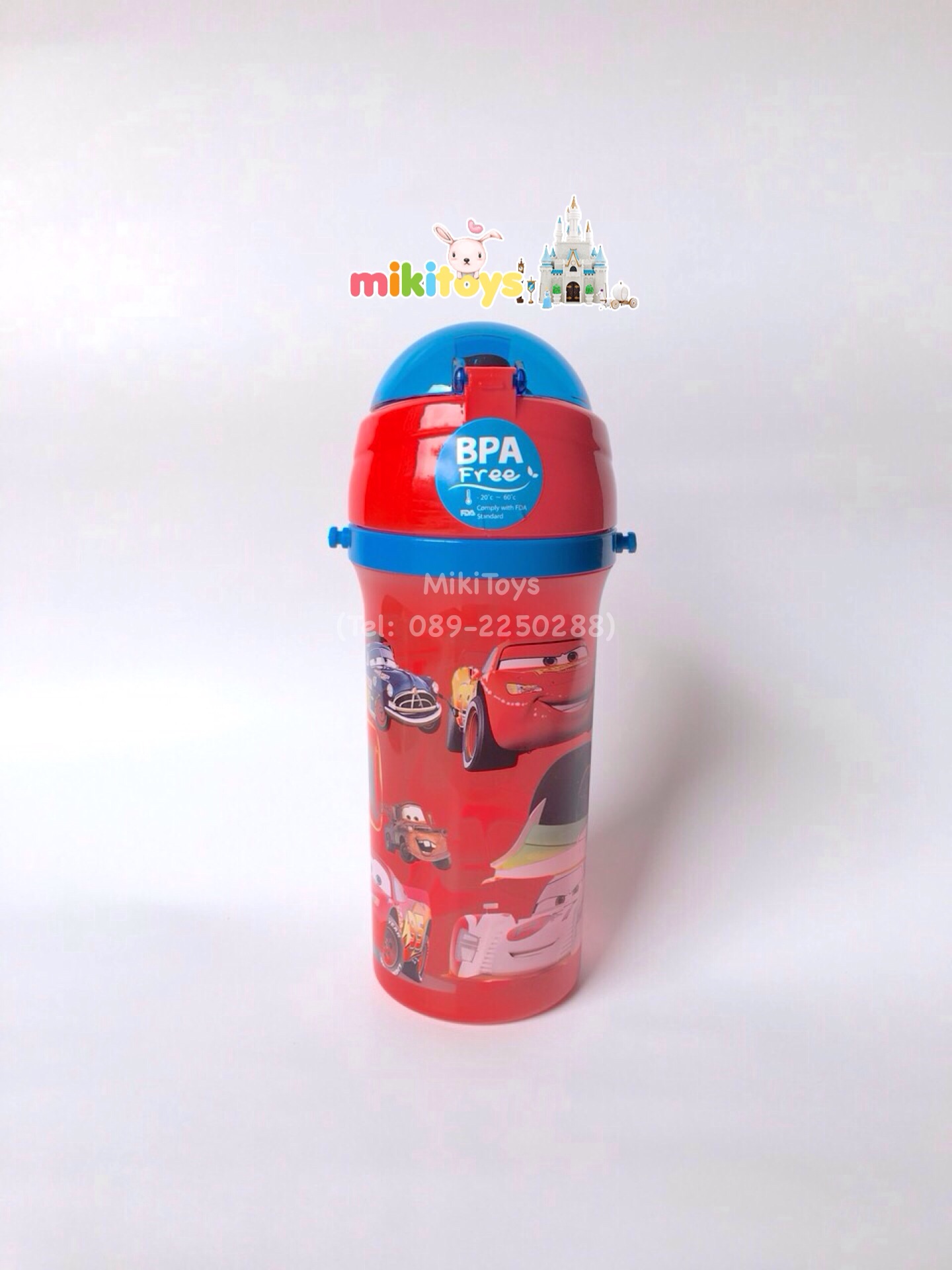 กระติกน้ำ คาร์ แมคควีน CarsMcQueen95 สีแดง/ฟ้า เท่ฝุดๆ**BPA Free ปลอดภัยต่อเด็ก
