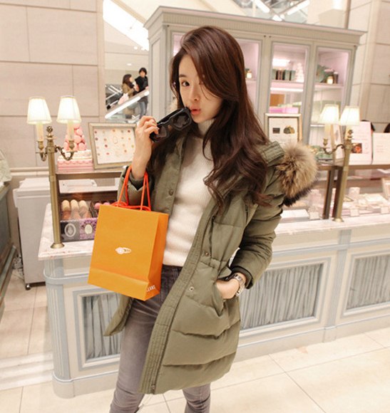 PreOrderคนอ้วน - เสื้อกันหนาวแฟชั่น ไซส์ใหญ่ คนอ้วน ผ้าฝ้าย บุนวมตัวยาว มีHood ขนเฟอร์(ถอดได้) หนา สี : เขียว / ดำ / แอปริคอท