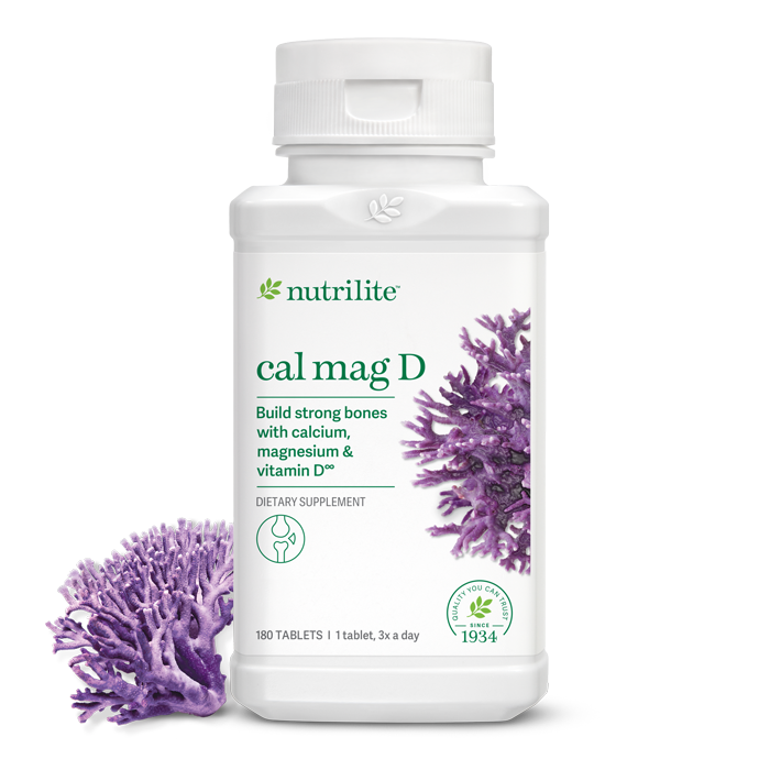 NUTRILITE Cal Mag D ขนาด 180 เม็ด ช่วยเสริมสร้างมวลกระดูก ลดโอกาสเกิดกระดูกพุรุน กระดูกเปราะบาง Amway USA