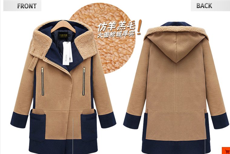 PreOrderคนอ้วน - เสื้อกันหนาวแฟชั่น ไซส์ใหญ่ คนอ้วน เสื้อโค้ทผ้าขนสัตว์ หนา สี : เทา / น้ำตาล