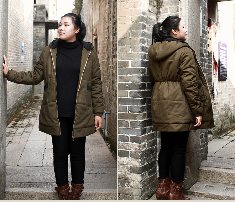 PreOrderคนอ้วน - เสื้อกันหนาวแฟชั่น ไซส์ใหญ่ คนอ้วน แจ๊คเก็ตผ้าฝ้ายหนา สี : เขียว / กุหลาบแดง / แดง / ดำ