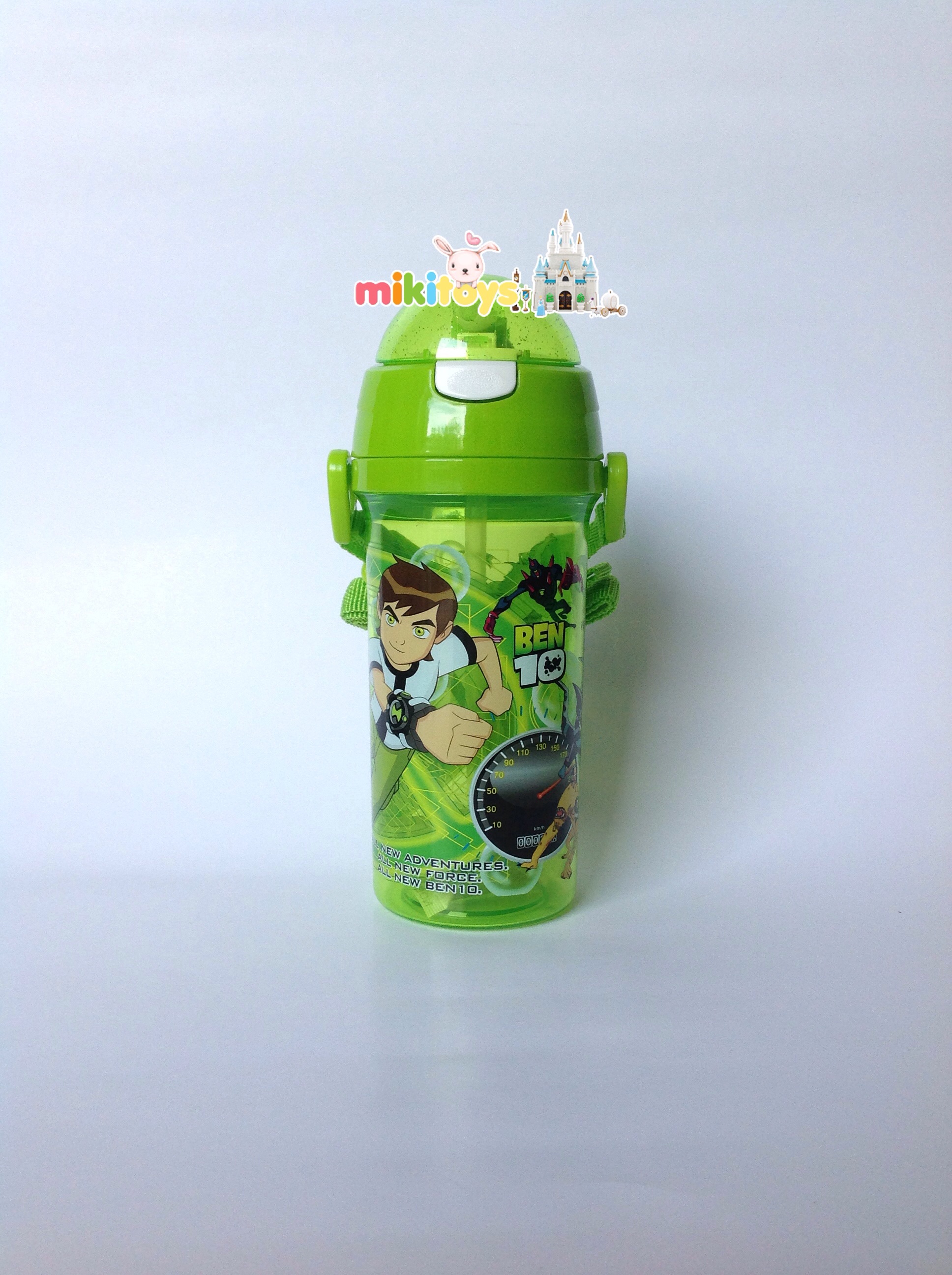 กระติกน้ำเบนเทน Ben10 ขนาด380ml. ฝาเด้ง สีเขียวใส