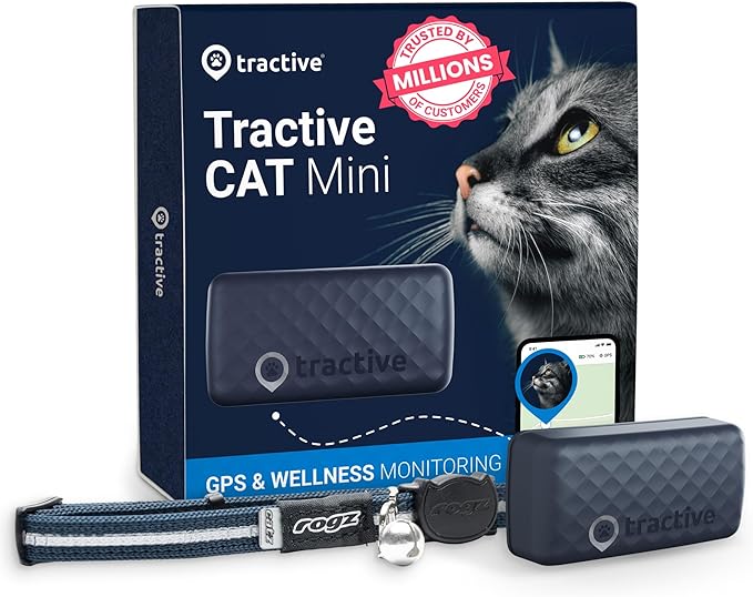 Tractive GPS Cat Mini ปลอกคอ GPS 4G สำหรับแมว ไม่จำกัดระยะ กันน้ำ IP67 แบตอยู่ได้ 7 วัน ประกัน 1 ปี