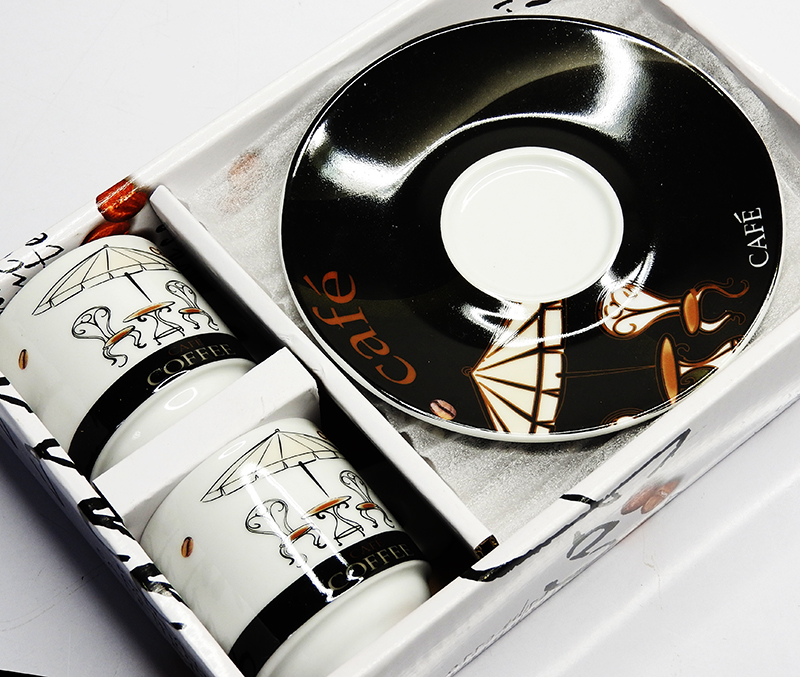 ชุดแก้วของขวัญ แก้วกาแฟ ขนาดกลาง 65 มล. ลาย cafe 1610-632-01