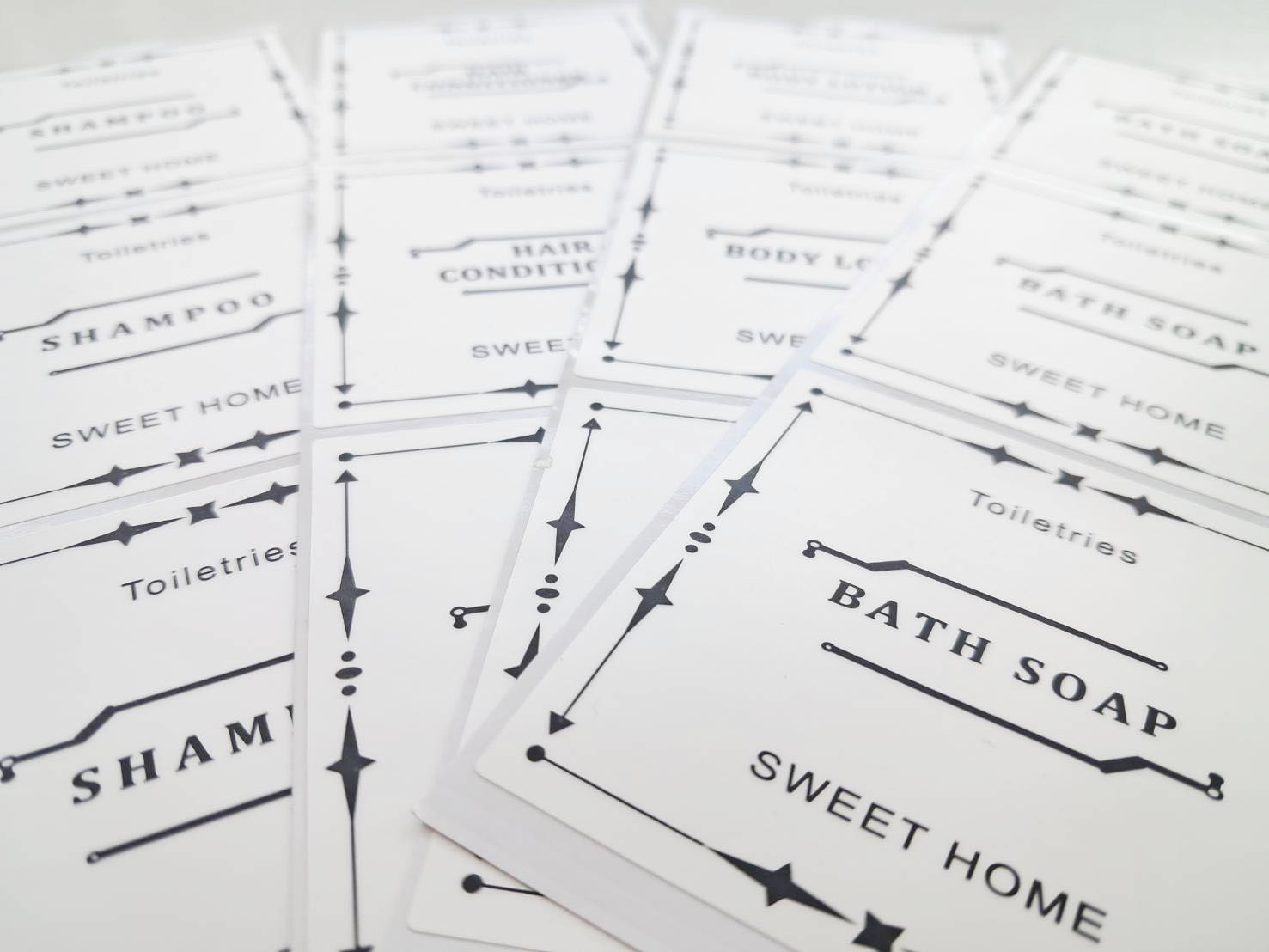 สติ๊กเกอร์สำหรับติดขวดสบู่-แชมพู-โลชั่น (ราคา 5 ดวง)