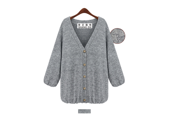 PreOrderไซส์ใหญ่ - เสื้อกันหนาวแฟชั่นไซส์ใหญ่ เวตเตอร์ถัก เป็นเสื้อคลุม สบาย ๆ สีเทา