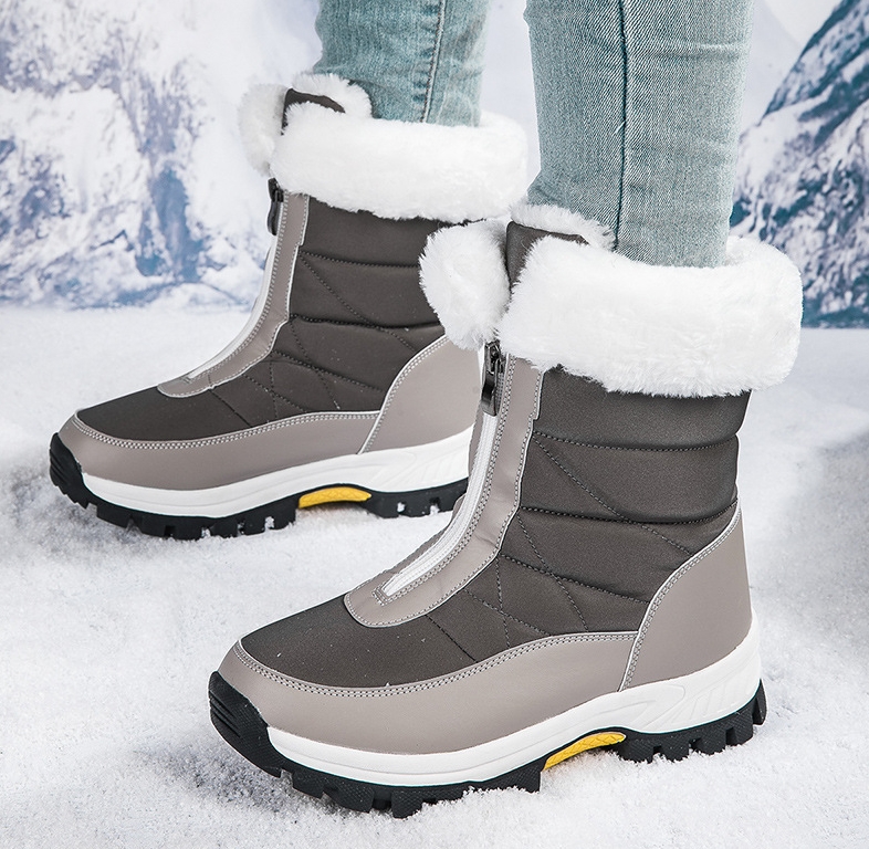 SW2324-0001 รองเท้ากันหนาว ญ. กันหิมะ บุขน กันน้ำ ใส่เที่ยวใส่เล่นหิมะ ซิปด้านหน้า