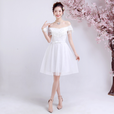 เดรสราตรีออกงานสั้น ทรงเปิดไหล่