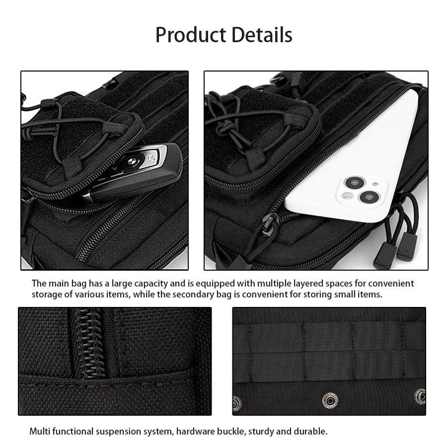 กระเป๋าคาดเอว EDC ระบบ Molle พร้อมช่องเก็บของหลายชั้น