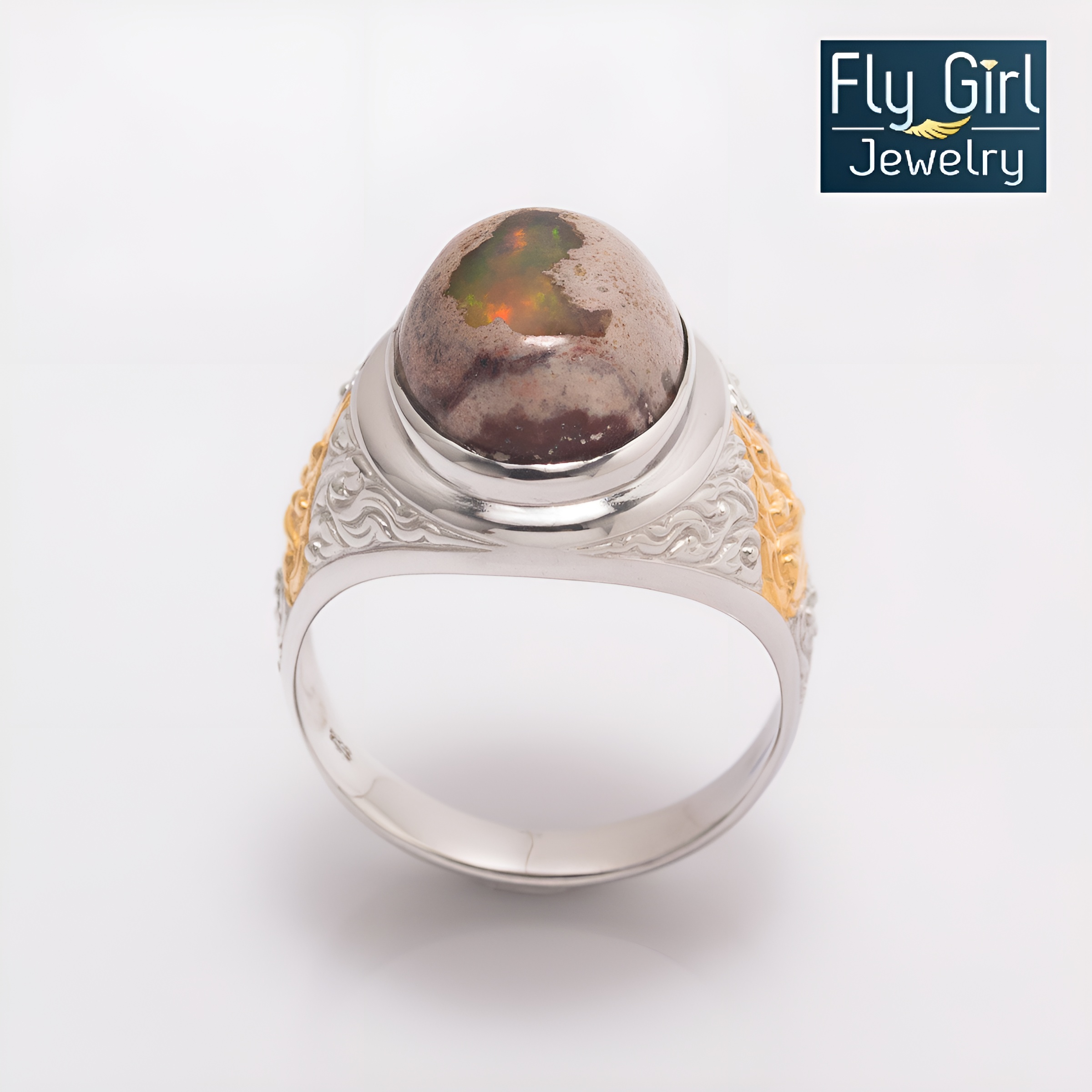 แหวนราหู พลอย Mexicn opal