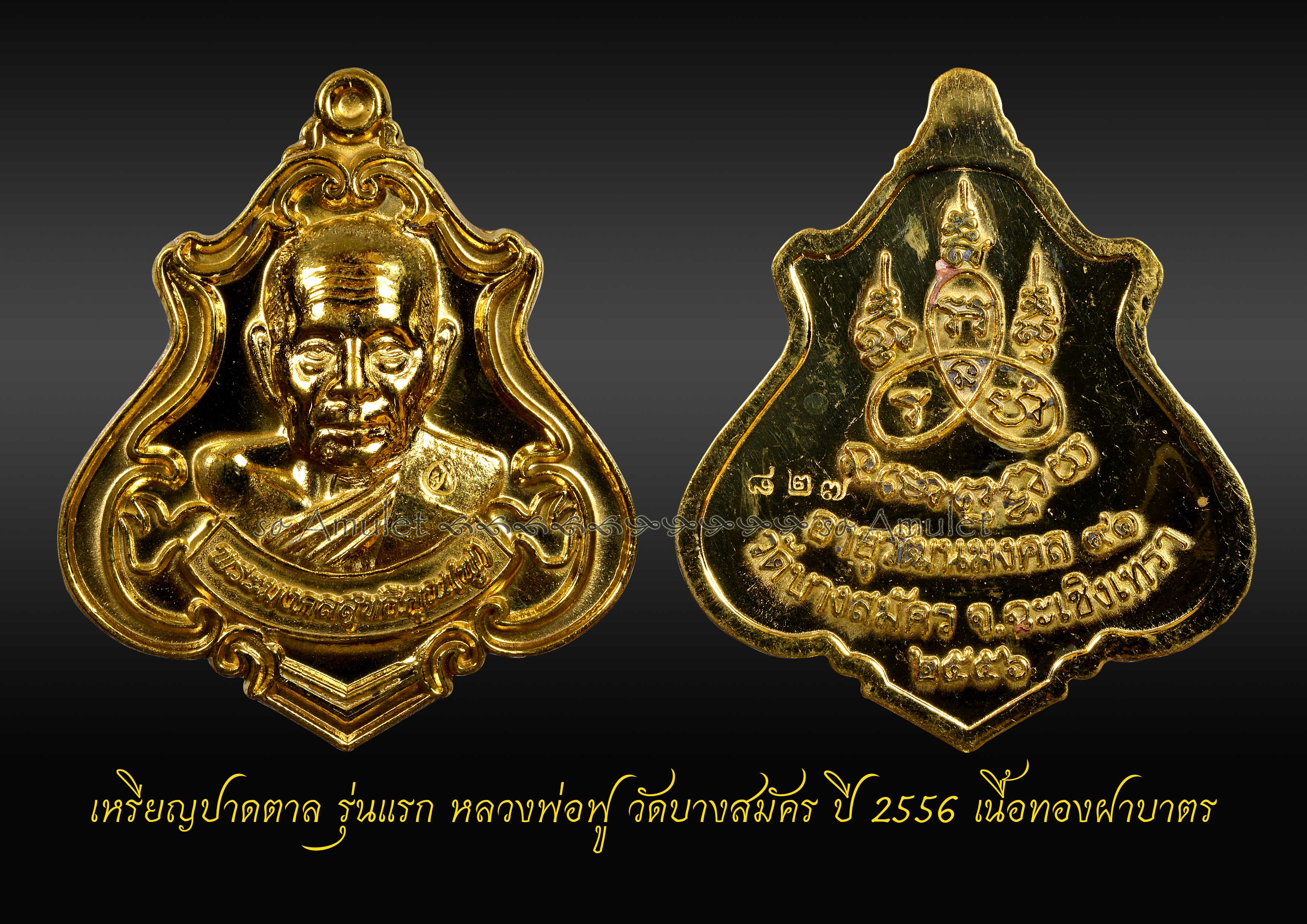 เหรียญปาดตาล รุ่นแรก หลวงพ่อฟู วัดบางสมัคร ปี 2556 เนื้อทองฝาบาตร