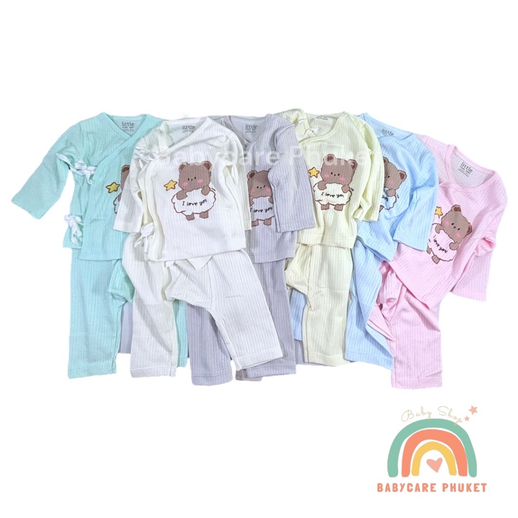 ชุดแขนยาวขายาวเด็กแรกเกิด แบบผูก ผ้าคัตตอลเนื้อนิ่ม