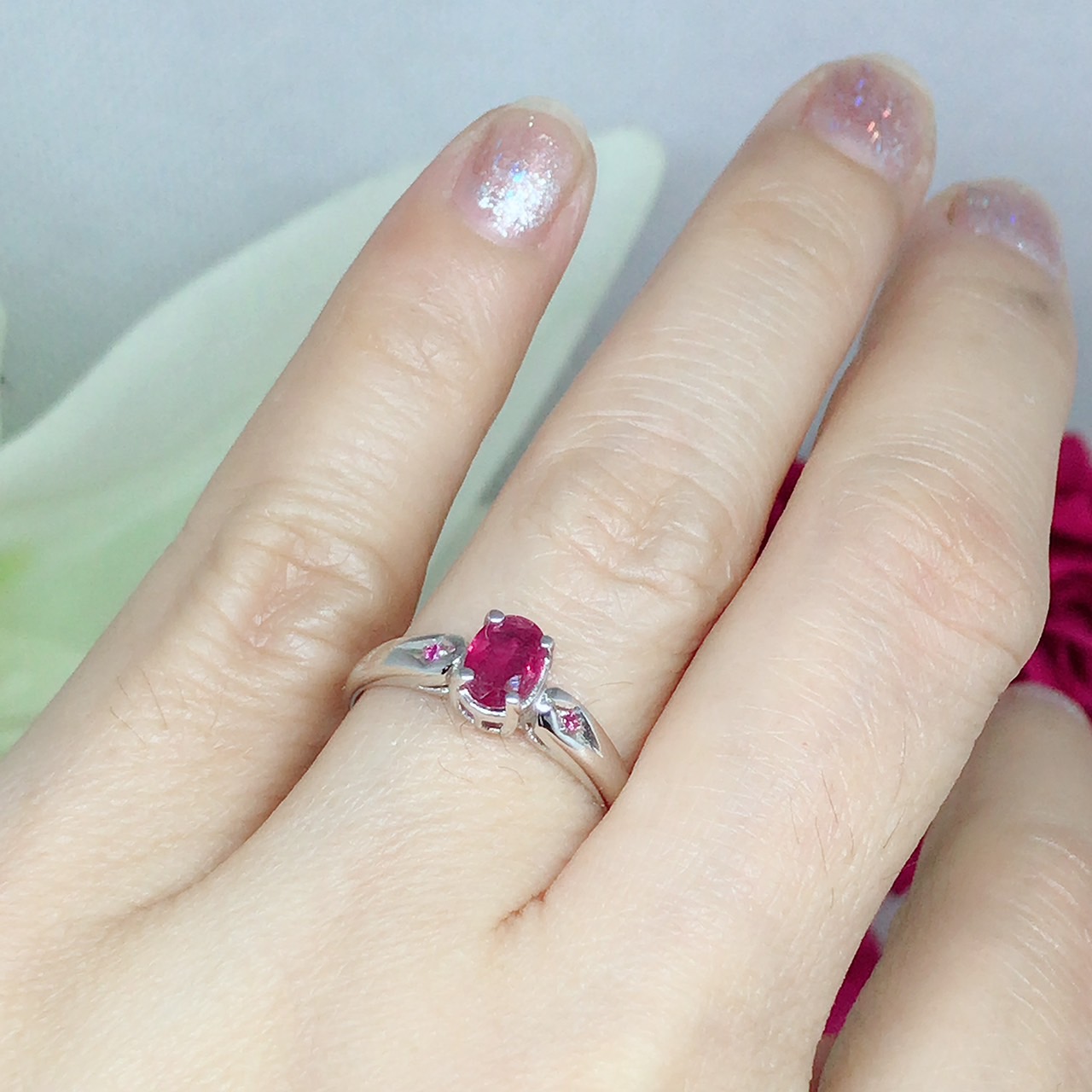 แหวนเงินแท้ พลอยทับทิมแท้(ราศีกรกฎ)