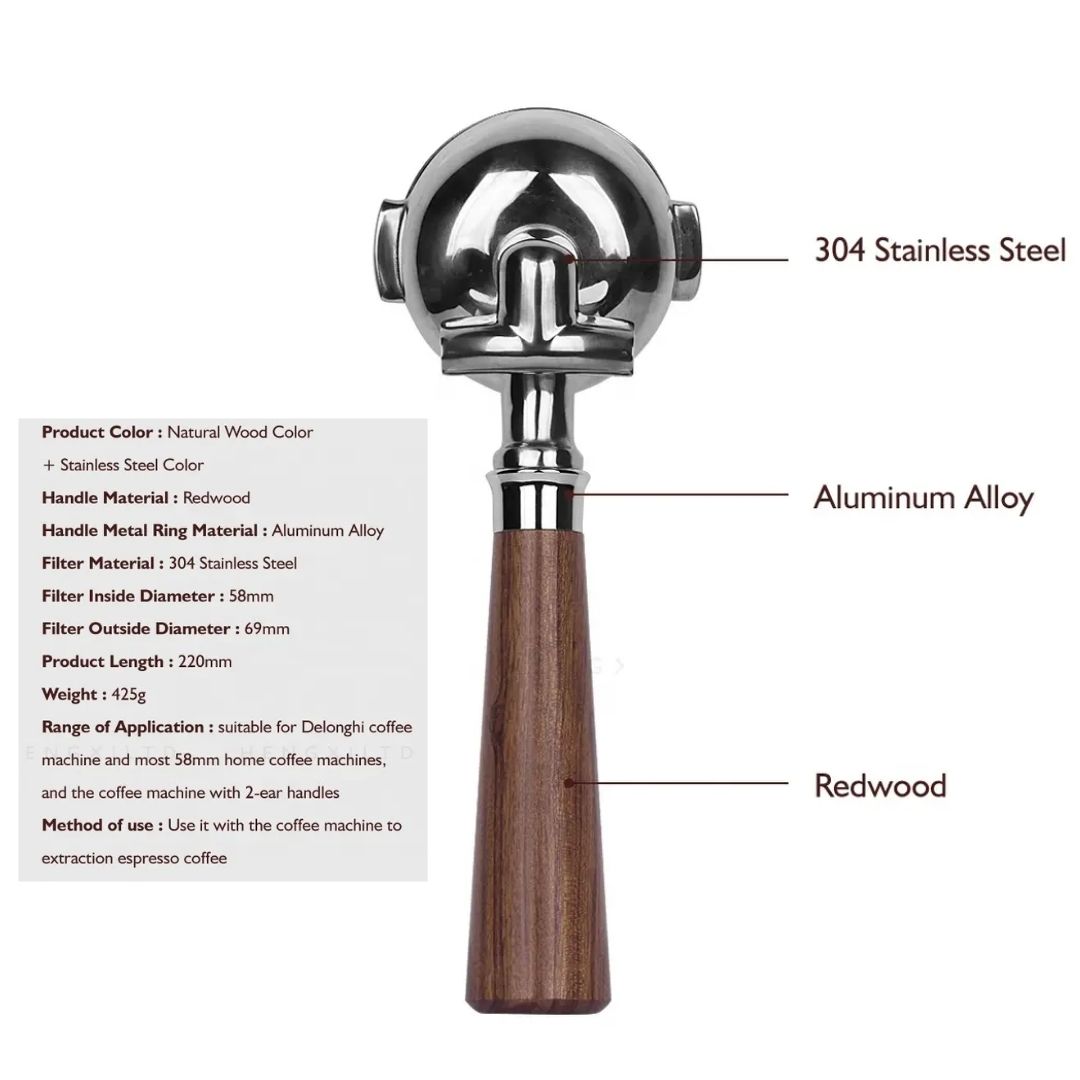 อะไหล่ด้ามชงกาแฟขนาด 58 มิล หัวชง E61 สีน้ำตาล พร้อมทางน้ำไหลสองทาง ไม่มีตะแกรง รหัส 1744