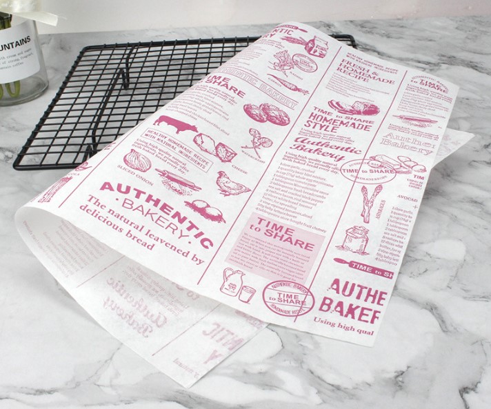 กระดาษไขรองอาหาร (Greaseproof paper) เคลือบกันน้ำ-น้ำมัน ขนาด 28x38 ซม. แบบแพ็ค 100 ชิ้น