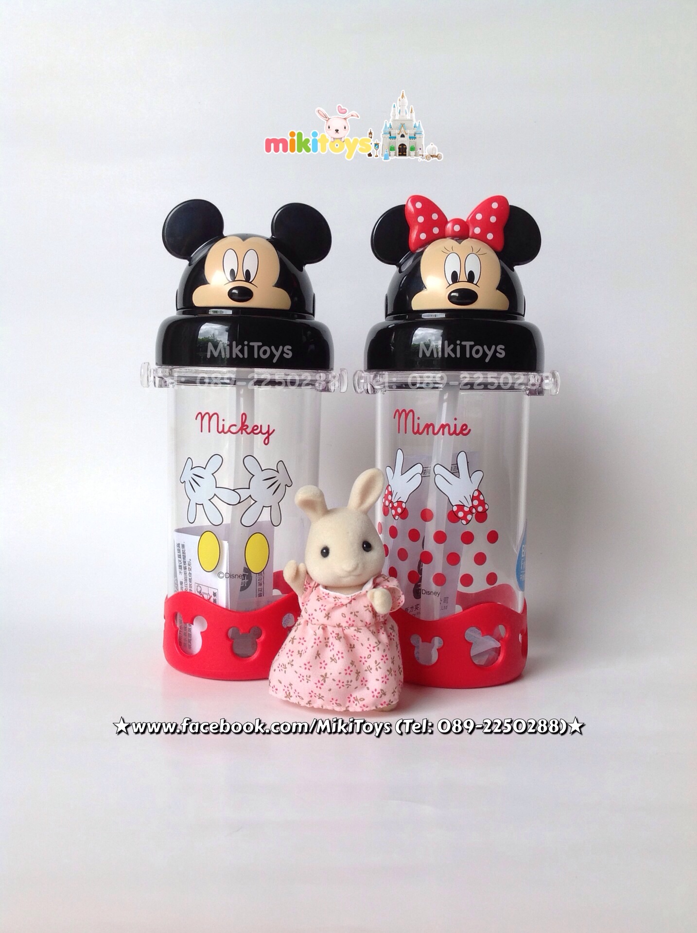 กระติกน้ำ มิกกี้เมาส์ MickeyMouse 3D สายสะพายสีดำ มีฐานยางรองกันกระแทก*BPA Free(ฟรีค่าจัดส่ง)