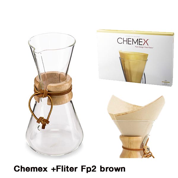 chemex Coffee Maker Machine-made 3 cup CM-1C THREE CUP CLASSIC CHEMEX เคลเม็กซ์ชุดชงกาแฟดริปสำหรับ3 ถ้วย สำเนา
