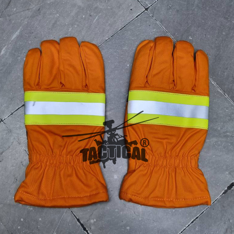 ถุงมือดับเพลิง กันเปลวไฟ มีแถบสะท้อนแสง