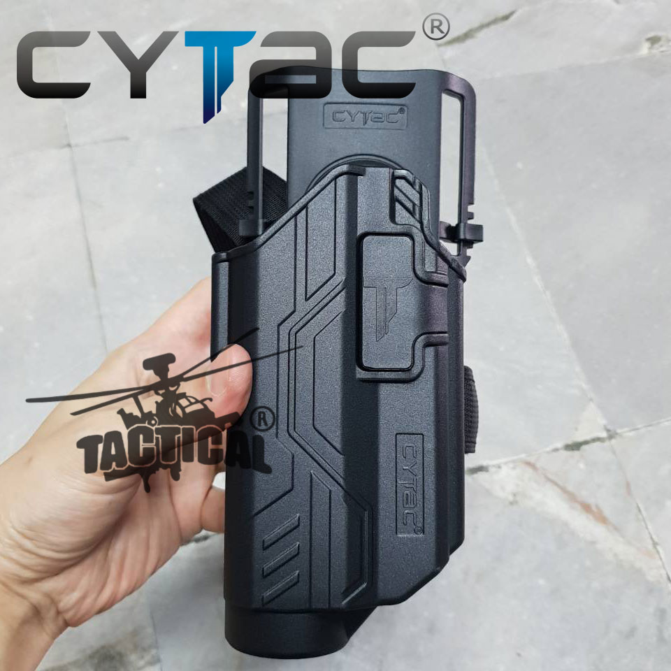 (งานแท้) ซองปืน G17/G19 ติดไฟฉาย + เพลทลดต่ำ + รัดขา ยี่ห้อ Cytac