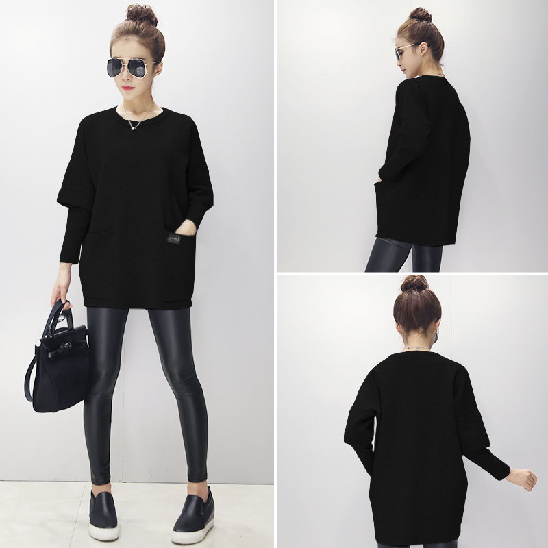 PreOrderคนอ้วน - เสื้อกันหนาว ไหมพรม กระเป๋าหน้า สี : เทา / ดำ