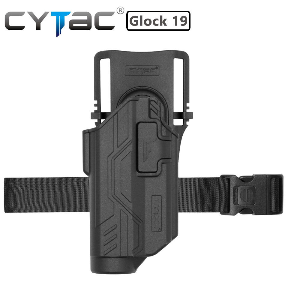 (งานแท้) ซองปืน G17/G19 ติดไฟฉาย + เพลทลดต่ำ + รัดขา ยี่ห้อ Cytac