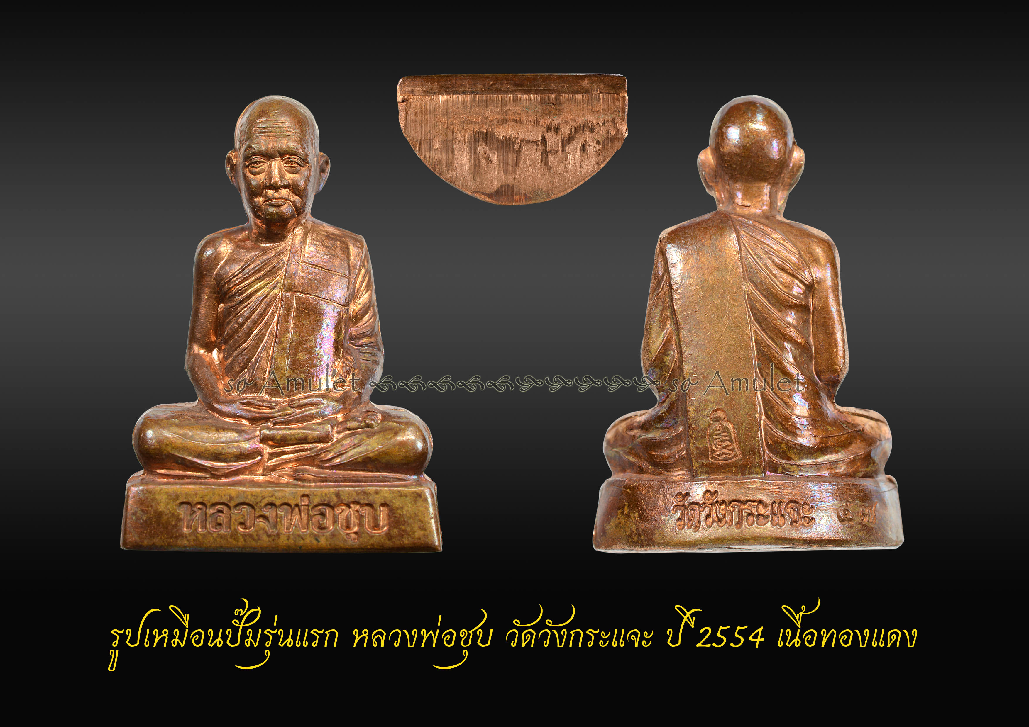 รูปเหมือนปั๊มรุ่นแรก หลวงพ่อชุบ วัดวังกระแจะ ปี 2554 เนื้อทองแดง