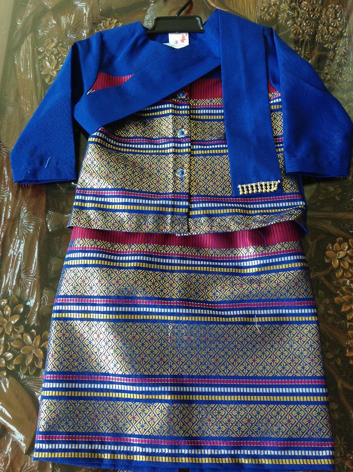 ALA42 ชุดประจำชาติลาว สีน้ำเงิน