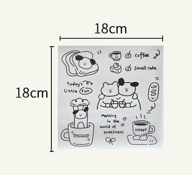 กระดาษไขรองอาหาร (Greaseproof paper) เคลือบกันน้ำ-น้ำมัน Little Fun (แพ็ค 98-100 ชิ้น)