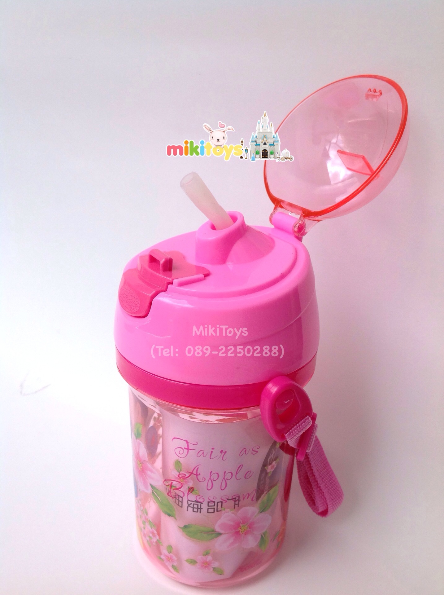 กระติกน้ำเจ้าหญิง ดิสนีย์ Princess Disney 400ml. #Tropical princess สีชมพูจี๊ดๆลายสวยมากๆ *BPA Freeปลอดภัย(ฟรีค่าจัดส่ง)