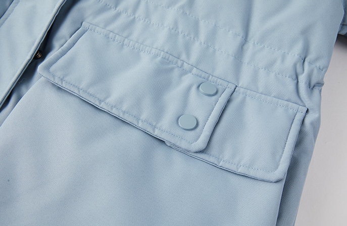 2324-0004 กันหนาวบุขนเป็ดขาว อีกแบบต่างกันตรงกระเป๋า ตัวยาว มีเฟอร์ถอดได้