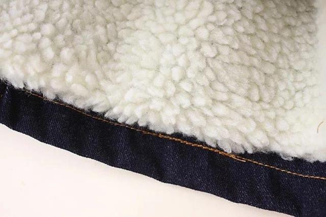 PreOrderคนอ้วน - เสื้อยีนส์กันหนาว ข้างในบุหนังสัตว์ มี Hood สีน้ำเงิน