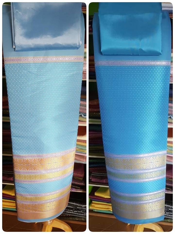 ผ้าไหมสังเคราะห์จัดชุด สีฟ้า