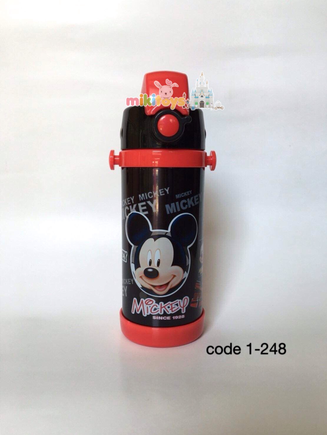 กระติกน้ำเก็บอุณหภูมิ Mickey mouse มิกกี้เมาส์ สีแดงดำขนาด350ml.