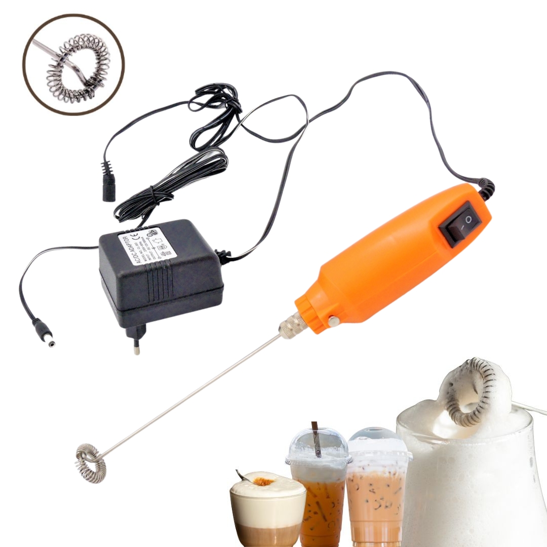 เครื่องตีฟองนม 12V ระบบไฟฟ้า สีส้ม ปุ่มดำ รหัส 1236