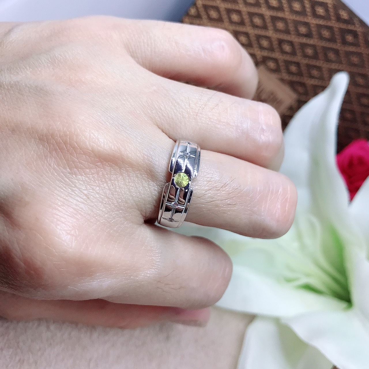 แหวนเงินแท้ พลอยบุษราคัมแท้ UNISEX