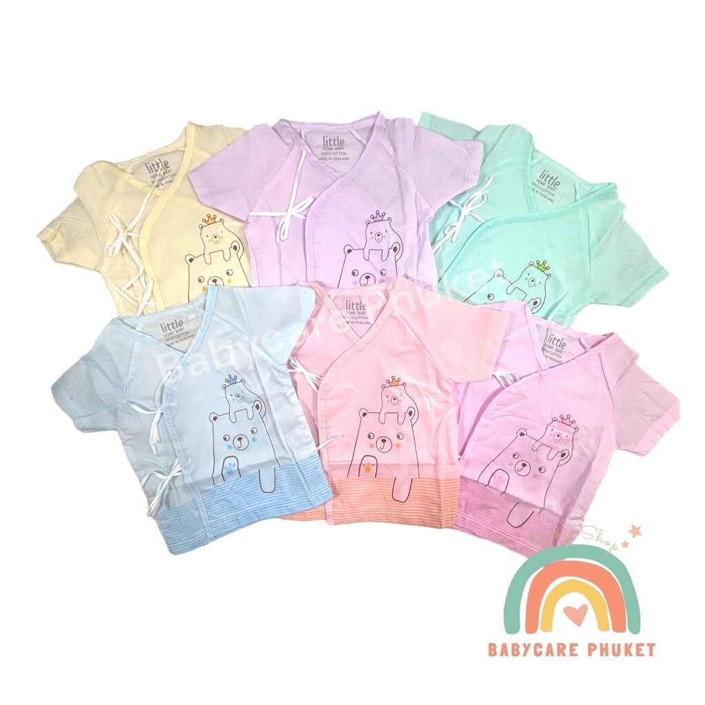 เสื้อเด็กแรกเกิด ผ้าป่านมัสลิน แบบผูกหน้า