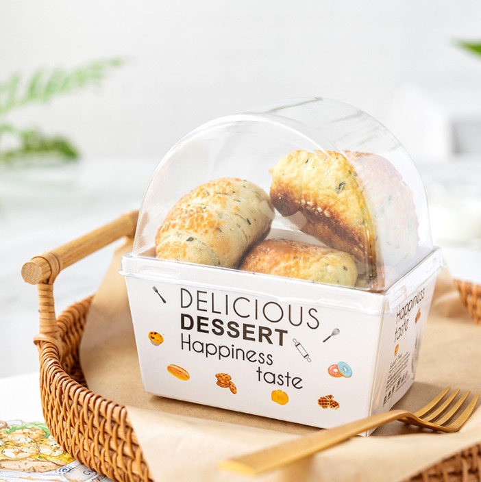 กล่องใส่แซนวิช-ขนม ทรงสูง พร้อมาปิด (ฝาใส) แพ็ค 25/50 ชุด