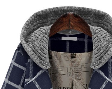 PreOrderคนอ้วน - เสื้อกันหนาวแฟชั่น ไซส์ใหญ่ คนอ้วน เสื้อไหมพรม คลุมด้วยเสื้อลายสก๊อตด้านนอก สีเทาน้ำเงิน