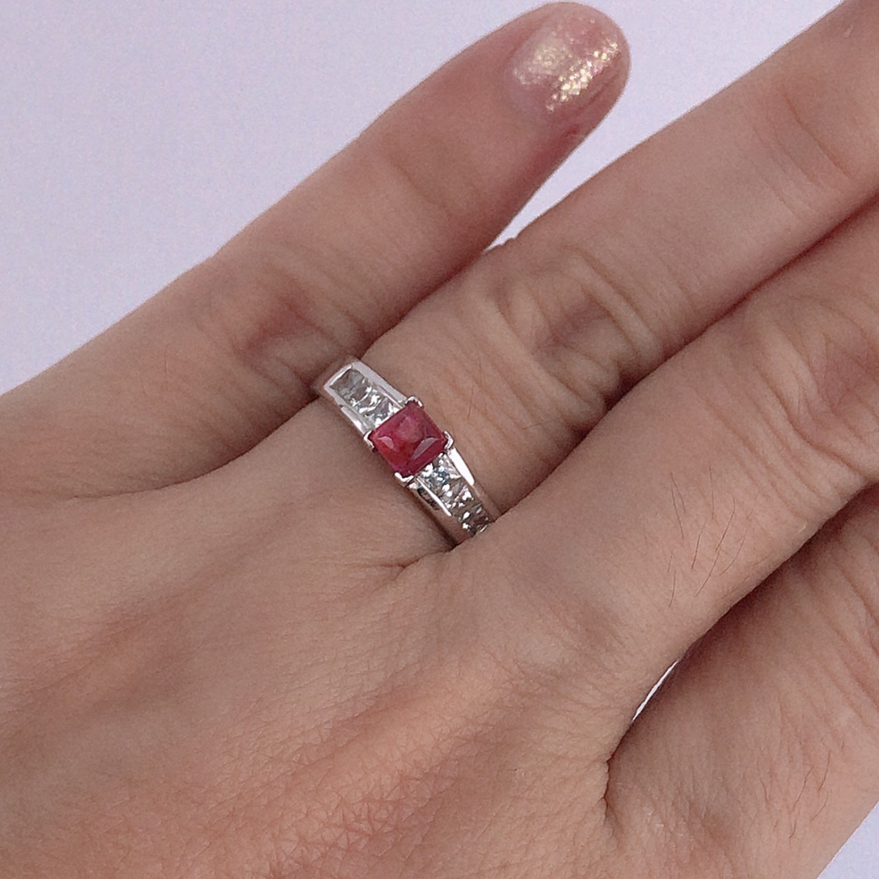 แหวนเงินแท้ พลอยทับทิมแท้(ราศีกรกฎ)