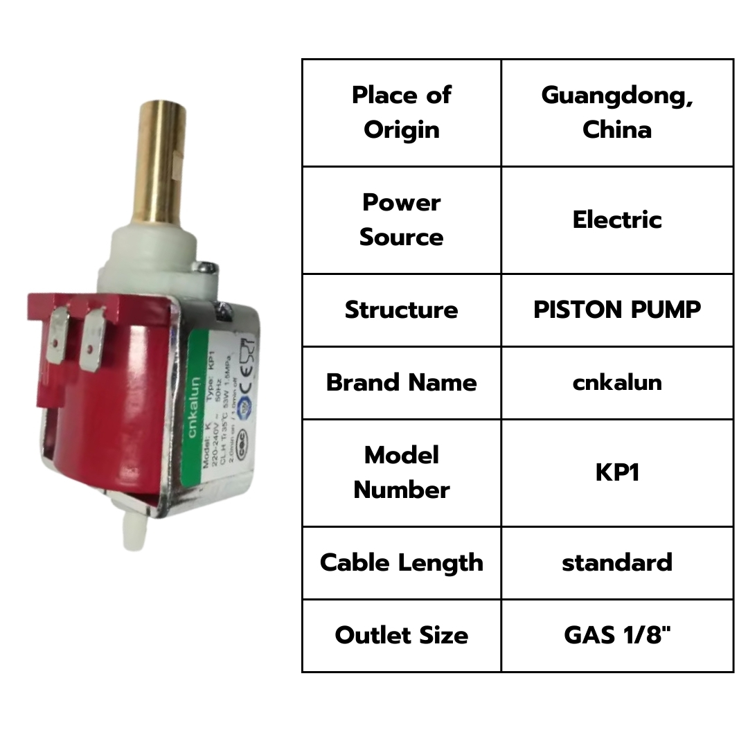 อะไหล่ปั้มเครื่องชงกาแฟ Cnkalun KP1 solenoid pump คอทองเหลือง 220-240V 53W 50HZ 15BAR รหัส 0880